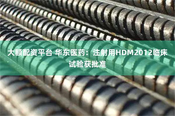 大额配资平台 华东医药：注射用HDM2012临床试验获批准