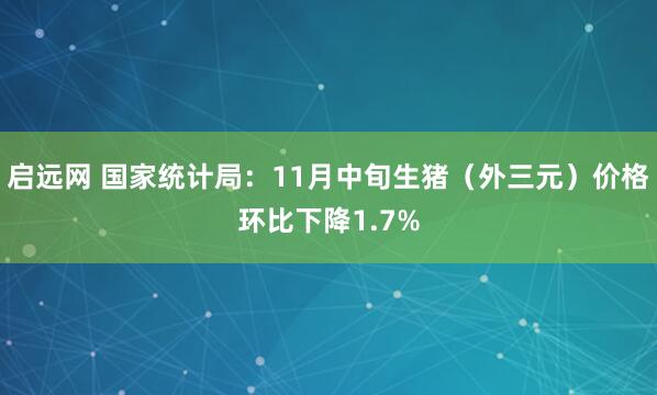 启远网 国家统计局：11月中旬生猪（外三元）价格环比下降1.7%
