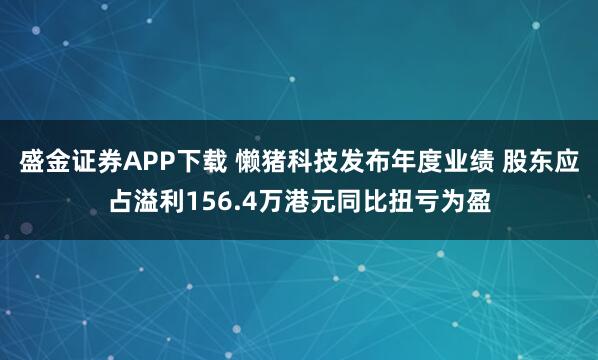 盛金证券APP下载 懒猪科技发布年度业绩 股东应占溢利156.4万港元同比扭亏为盈